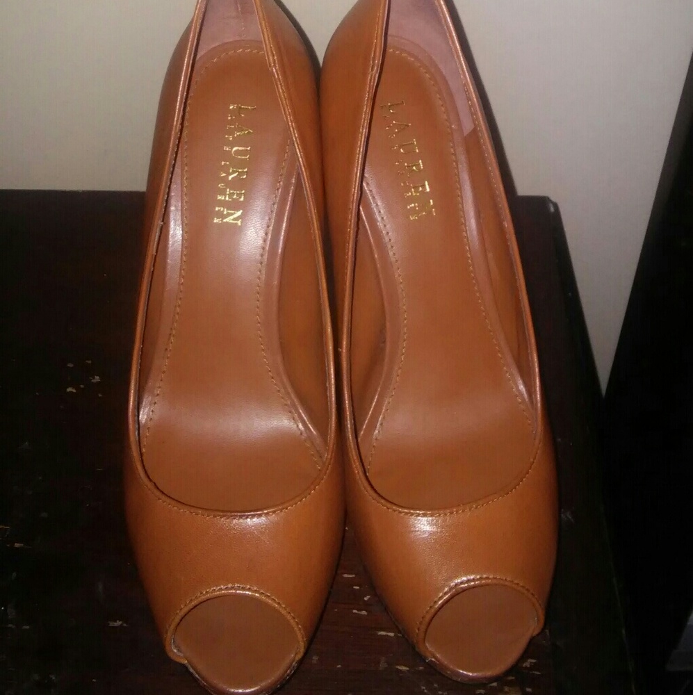 Ralph lauren cognac peep toe